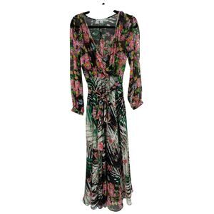 Renn Floral Print Maxi Dress - Size Small, V-Neck